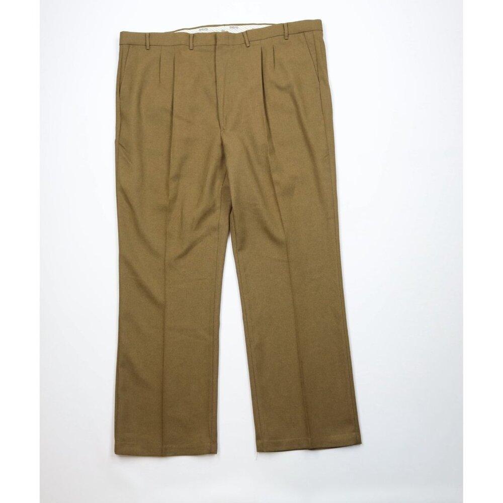 Vintage 90s Streetwear Mens 46x32 Pleated Knit Wide Leg Chain Pants Brown USA